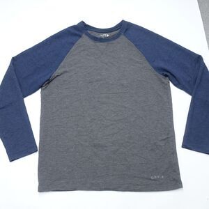 Orvis Classic Collection Shirt Men Large Blue Gray Rayon Raglan Sleeve Crew Neck
